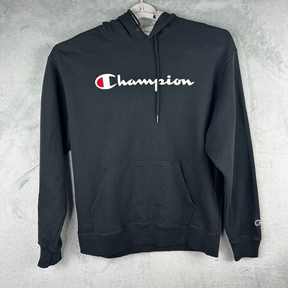 Champion Powerblend Men's Large L Hoodie‎ Script Logo Black